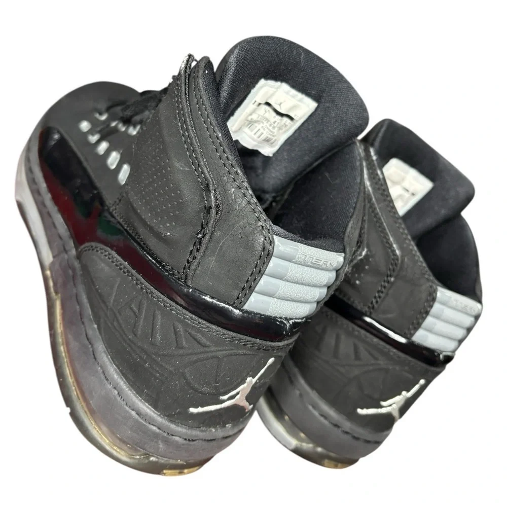 Jordan Ol School Black and Gray Gloss Accent High-Top Sneakers, Size 8